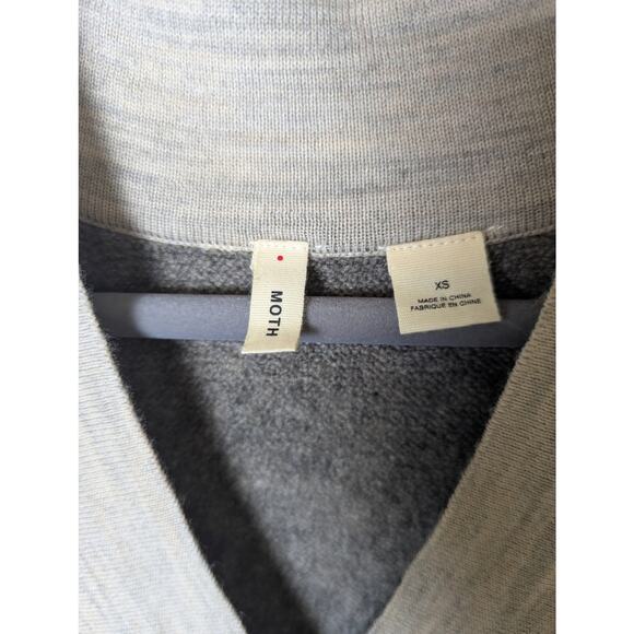 Anthropologie Moth Boucle Alpaca Wool Grey V Neck Pullover Sweater Size XS Hygge - Picture 4 of 12